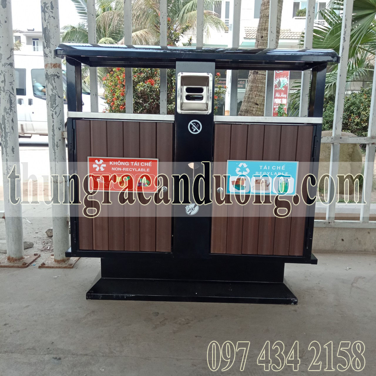 Thùng rác gỗ 2 ngăn A37-S3 Thùng rác gỗ 2 ngăn A37-S3