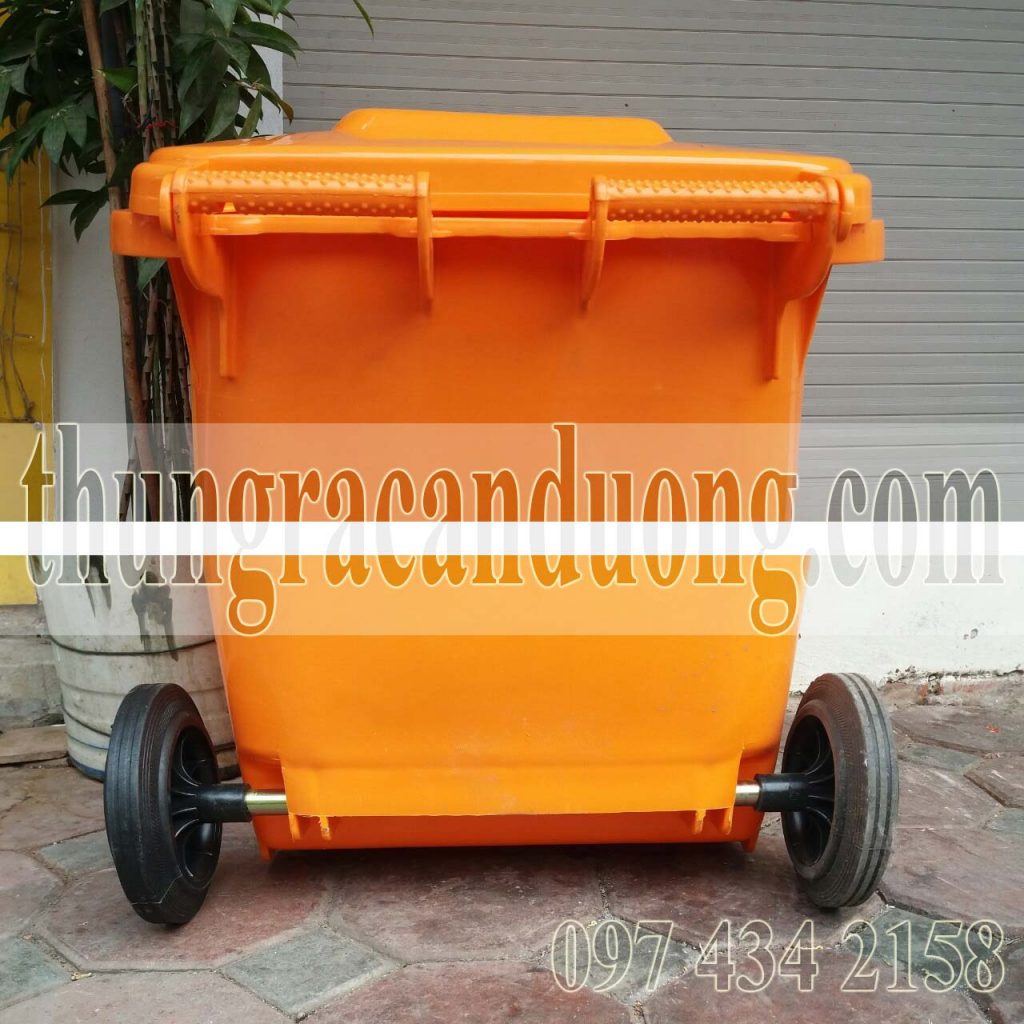 Thùng rác nhựa 240 lít có 2 bánh xe cao su