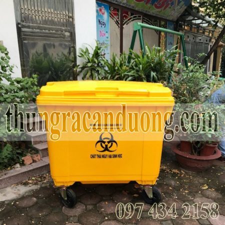 Thùng rác nhựa 660 lít màu vàng