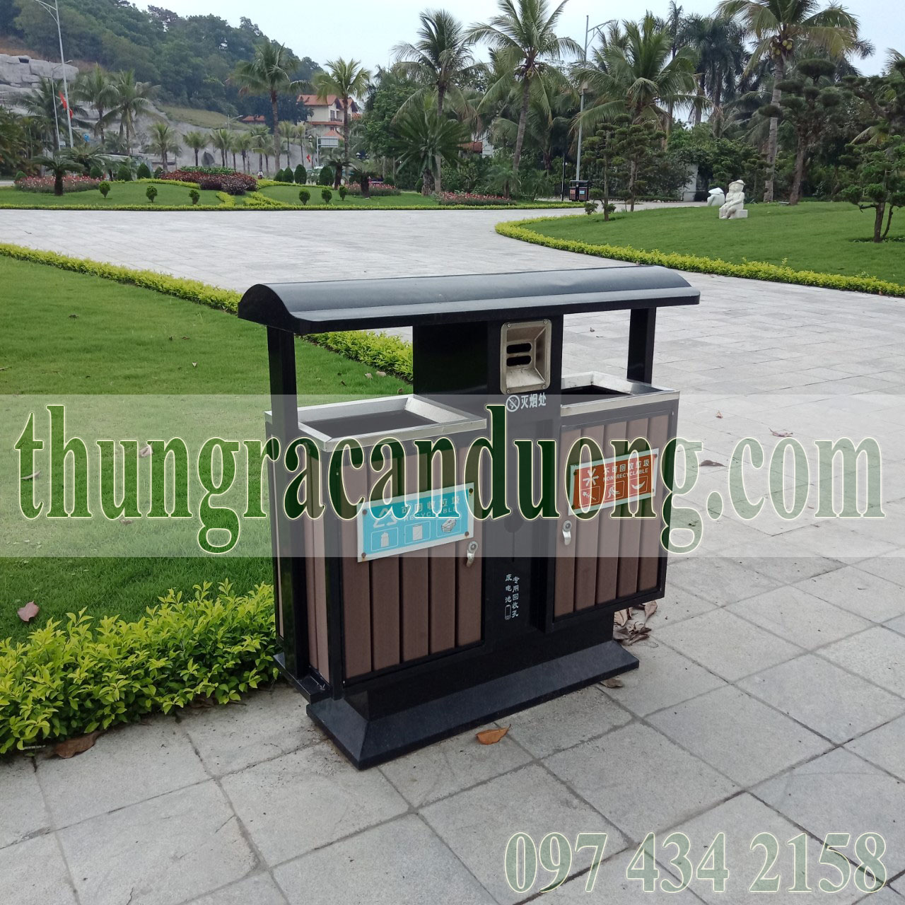 Thùng rác cố định 2 ngăn A37-S